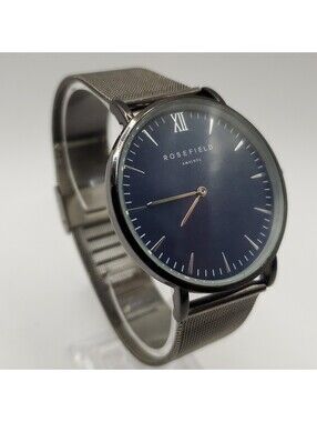 Rosefield AMS/NYC Blue Dial Quartz 40mm Mens Watch Adjustable Band New Battery